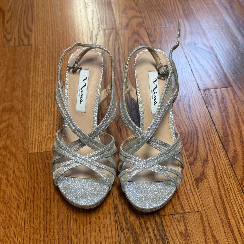 Nina Ny Glittering Silver Heels
